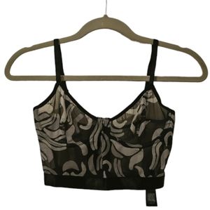Black and Grey Topshop Women's Squiggle Print Mesh II Underwire Bra